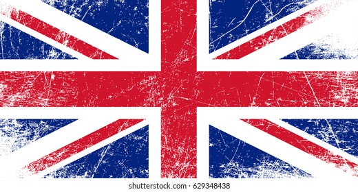 Grunge flag of the United Kingdom.Vector British flag.