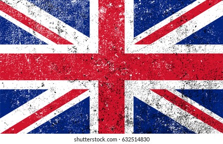 Grunge flag of the United Kingdom.Vector British flag.