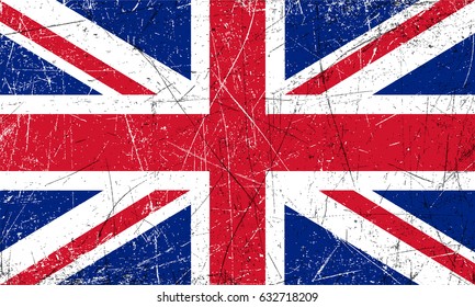 Grunge flag of the United Kingdom.Vector British flag.