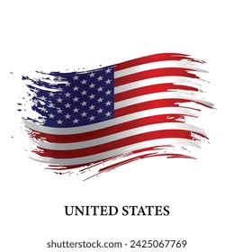 Grunge flag of United States, brush stroke vector background 