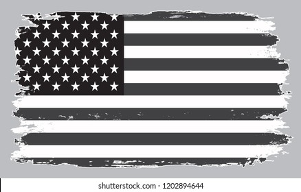 Grunge flag of United States.Black and white American flag.