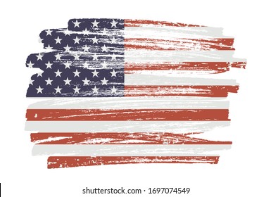 Grunge flag of the United States.Brush stroke USA flag.