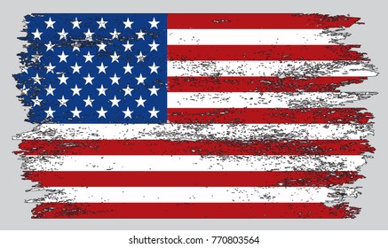 Grunge flag of United States.Vector American flag.