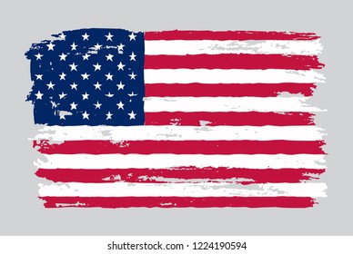 Grunge flag of United States.Vector dirty American flag.