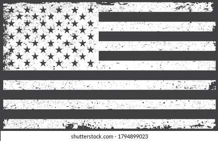 Grunge flag of the United States.Vector old American flag.