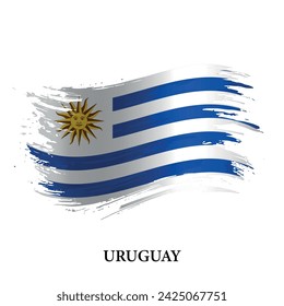 Grunge flag of Uruguay, brush stroke vector background 