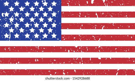 Grunge Flag of USA on white.