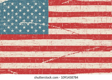 Grunge flag of USA. Vector illustration with grunge texture.