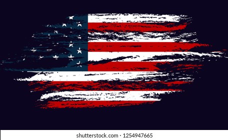 Grunge Flag of the USA. Vector illustration in with grunge texture. 