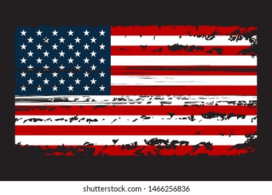 Grunge Flag of the USA. Vector illustration in with grunge texture art.