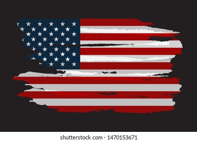 Grunge Flag of the USA. Vector illustration in with grunge texture art.