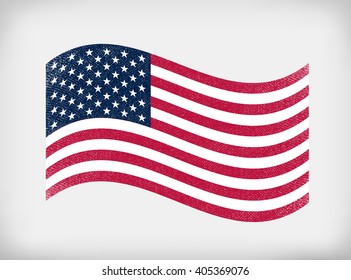 Grunge flag of USA.American grunge flag.Vector flag of United States.