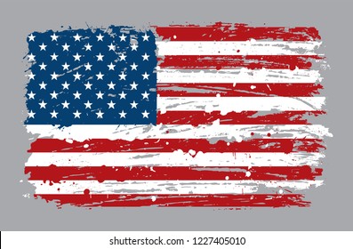 Grunge flag of USA.Dirty American flag.Vector.