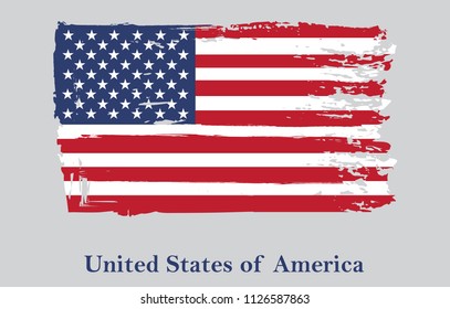 Grunge flag of USA.Vecor American flag.