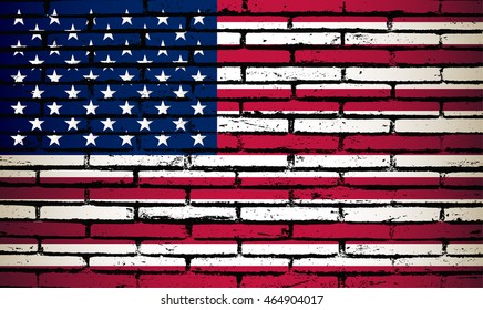 Grunge flag of USA.Vector American flag.