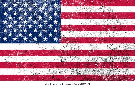 Grunge flag of USA.Vector American flag.