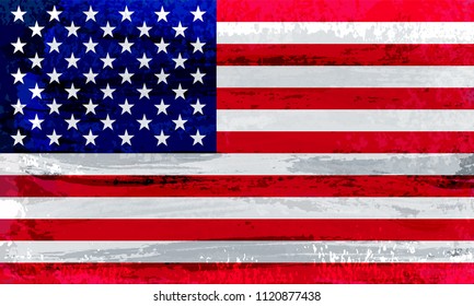 Grunge flag of USA.Vintage American flag.