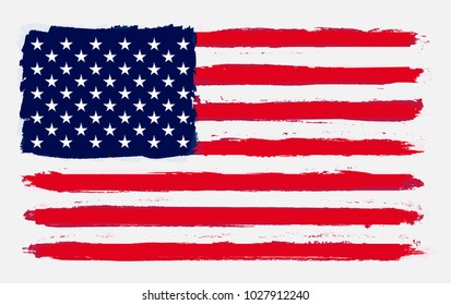 Grunge flag of USA.Vintage American flag.Vector illustration.