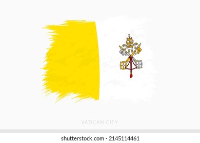 Grunge flag of Vatican City, vector abstract grunge brushed flag of Vatican City on gray background.