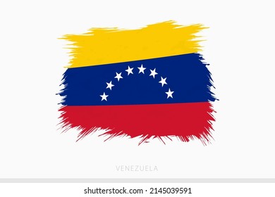 Grunge flag of Venezuela, vector abstract grunge brushed flag of Venezuela on gray background.