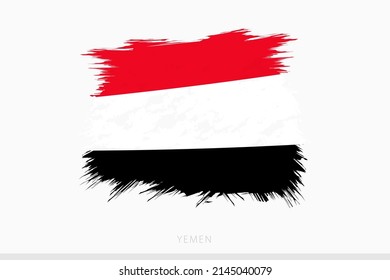 Grunge flag of Yemen, vector abstract grunge brushed flag of Yemen on gray background.