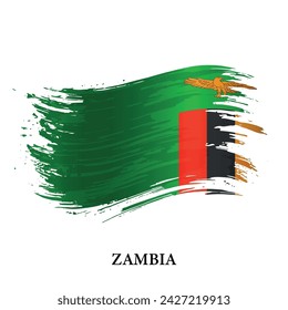 Grunge flag of Zambia, brush stroke vector background 