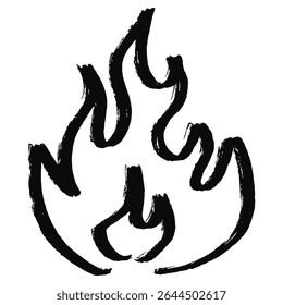 Grunge flame with brush stroke texture vector, combining fire with a raw, artistic, distressed feel. Great for edgy energy, abstract backgrounds, or dynamic warning designs.