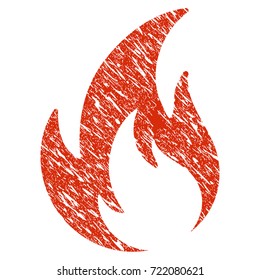 Grunge Flame rubber seal stamp watermark. Icon flame symbol with grunge design and dirty texture. Unclean vector red sticker.