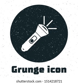 Grunge Flashlight icon isolated on white background.  Vector Illustration