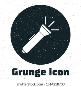 Grunge Flashlight icon isolated on white background.  Vector Illustration