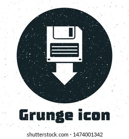 Grunge Floppy disk backup icon isolated on white background. Diskette sign.  Vector Illustration