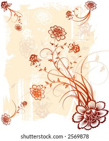 Grunge floral abstract background, vector illustration