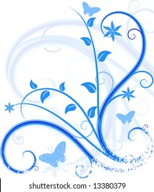 Grunge floral backdrop. Vector illustration.