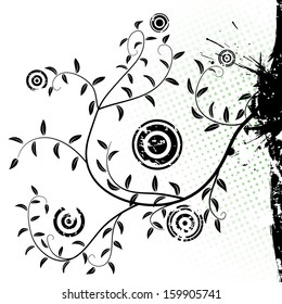 Grunge floral background. Anstract vector illustration.