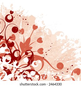 Grunge floral background with blots, vector illustration