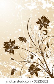 Grunge Floral background for design, vector illustration