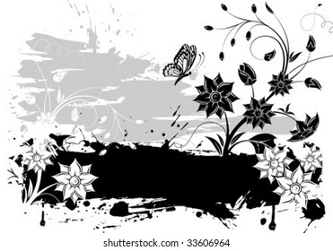 Grunge Floral background for design, vector illustration