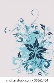Grunge Floral Background for design, vector illustration