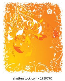 Grunge floral background, elements for design, vector illustration