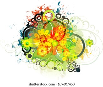 Grunge floral Background. Eps10