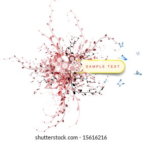 Grunge floral background with place for your text