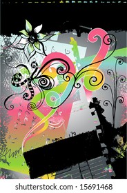 grunge floral background for text