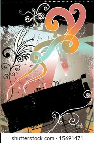 grunge floral background for text