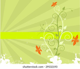 grunge floral background - vector