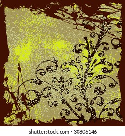 Grunge floral background vector