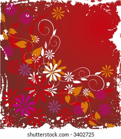 grunge floral background - vector