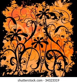 Grunge floral background vector