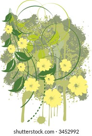grunge floral background - vector