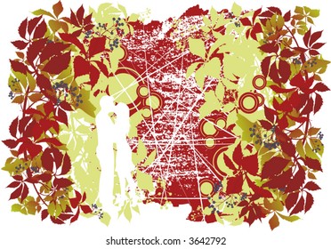 grunge floral background - vector