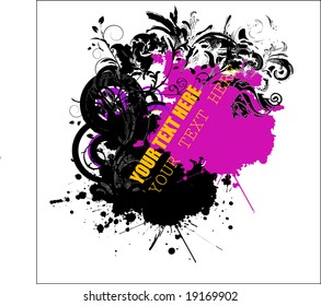 grunge floral background - vector illustration